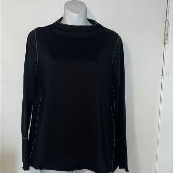 LOGO LAYERS by LORI GOLDSTEIN Black Corine Long Sleeve T Shirt-M - Picture 1 of 9